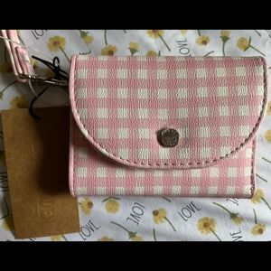 Steve Madden pink gingham pattern wallet/wristlet